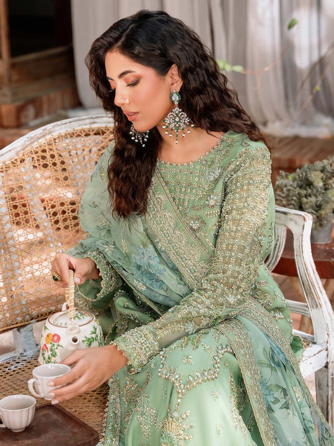 Akbar Aslam Mastani Embroidered Organza 3Pc Suit - RIWAYAT - Riwayat-e-khas