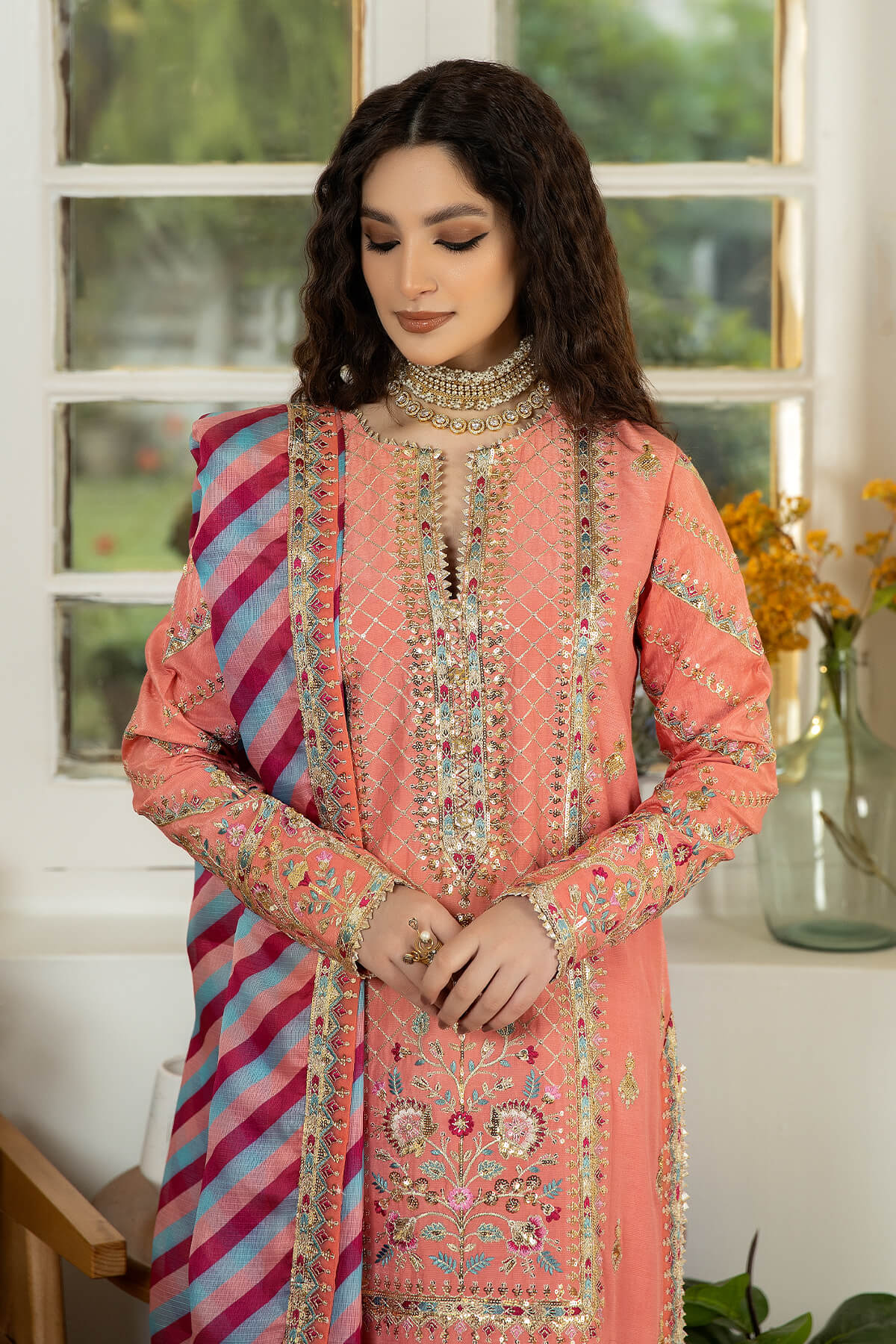 Jahaa'n Ara by Serene Embroidered Raw Silk Suit SRS-01 - Riwayat-e-khas