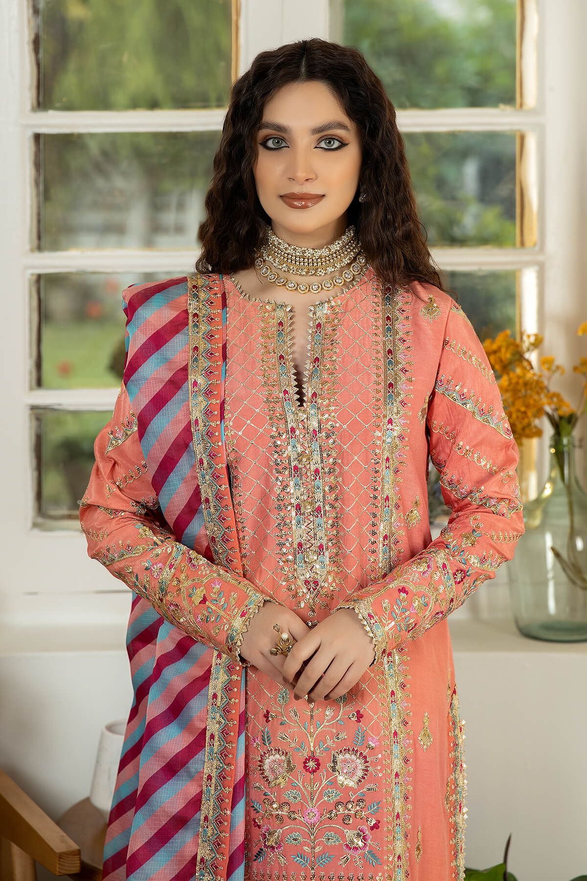 Jahaa'n Ara by Serene Embroidered Raw Silk Suit SRS-01 - Riwayat-e-khas