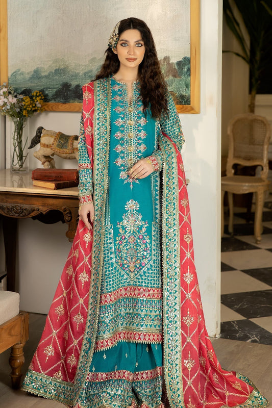 Jahaa'n Ara by Serene Embroidered Raw Silk Suit SRS-03 - Riwayat-e-khas
