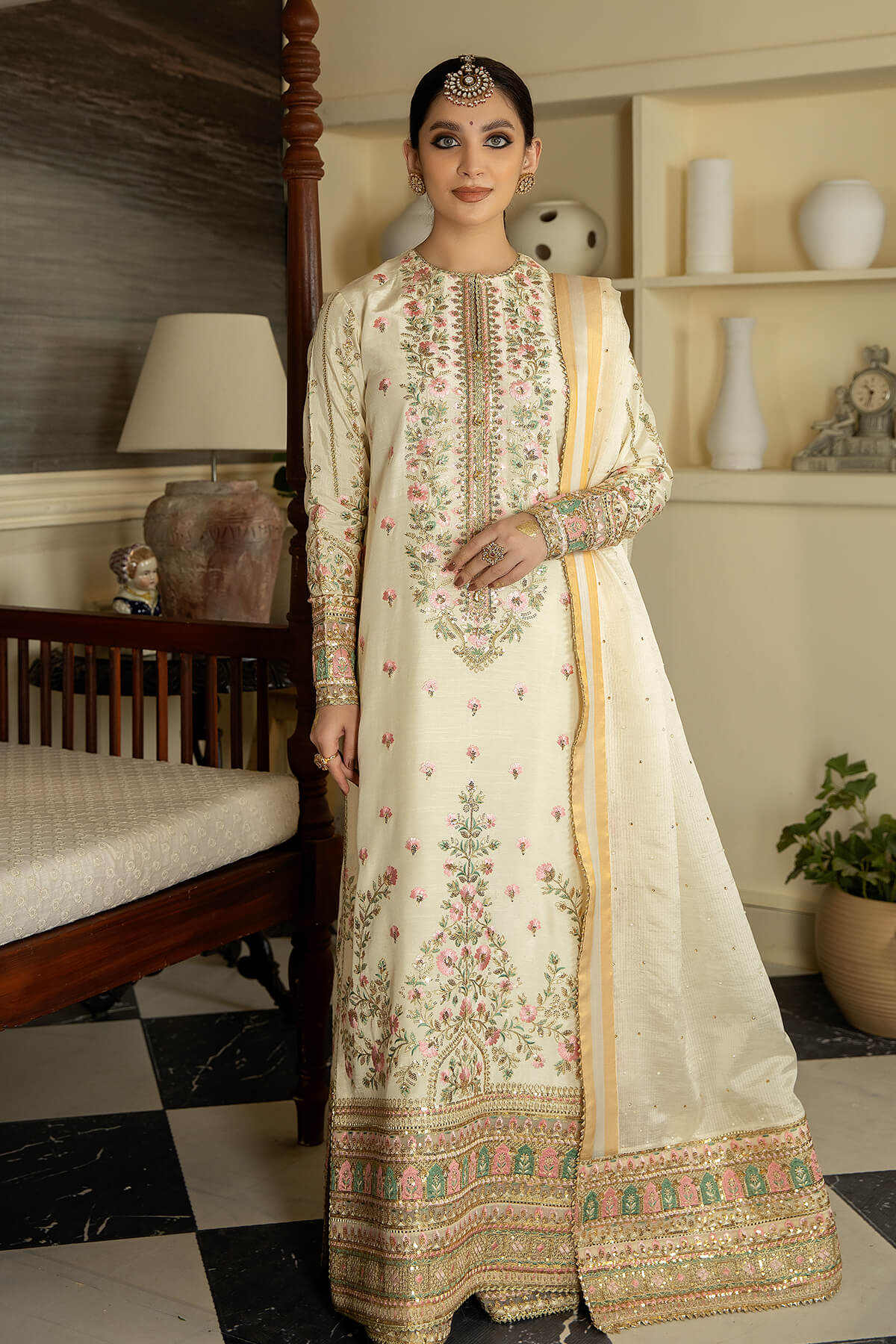 Jahaa'n Ara by Serene Embroidered Raw Silk Suit SRS-09 - Riwayat-e-khas