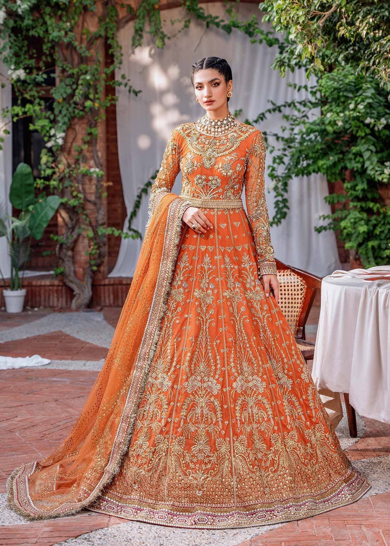 Akbar Aslam Mastani Embroidered Net 3Pc Suit - MAHJABEEN - Riwayat-e-khas