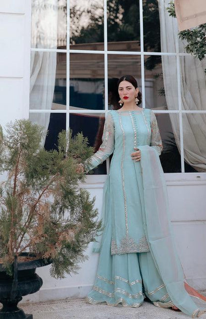 Lotus Outfit - Ice Blue - Riwayat-e-khas