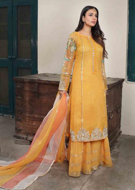 Lotus Outfit - Saffron - Riwayat-e-khas