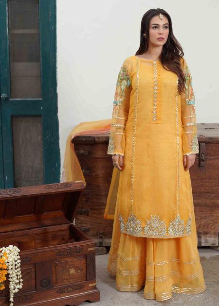 Lotus Outfit - Saffron - Riwayat-e-khas