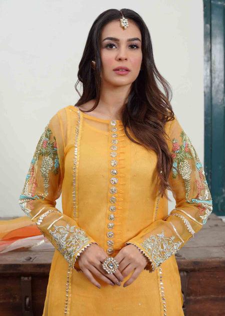 Lotus Outfit - Saffron - Riwayat-e-khas