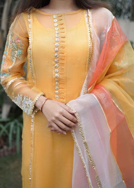 Lotus Outfit - Saffron - Riwayat-e-khas