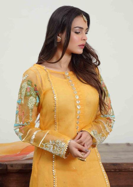 Lotus Outfit - Saffron - Riwayat-e-khas