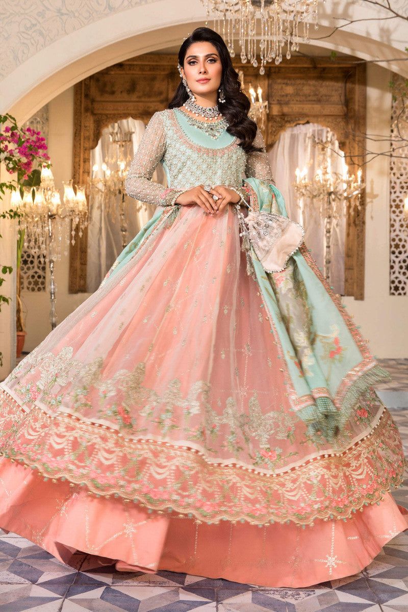 Pearl White, Peach and Aqua BD-2408 - Riwayat-e-khas