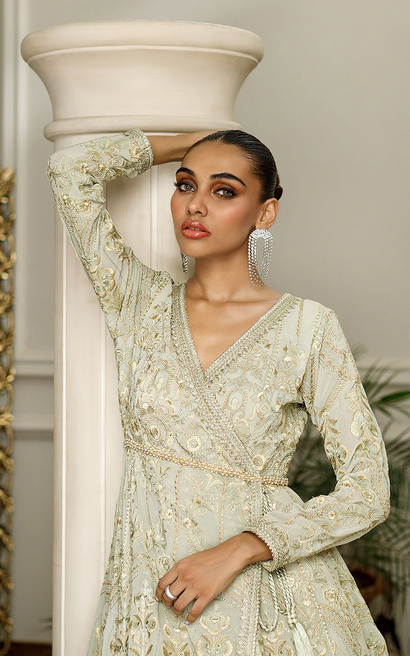 Chiffon Embroidered Angrakha - Riwayat-e-khas