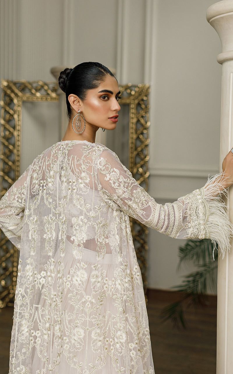 Net Embroidered Jacket with Skirt - Riwayat-e-khas