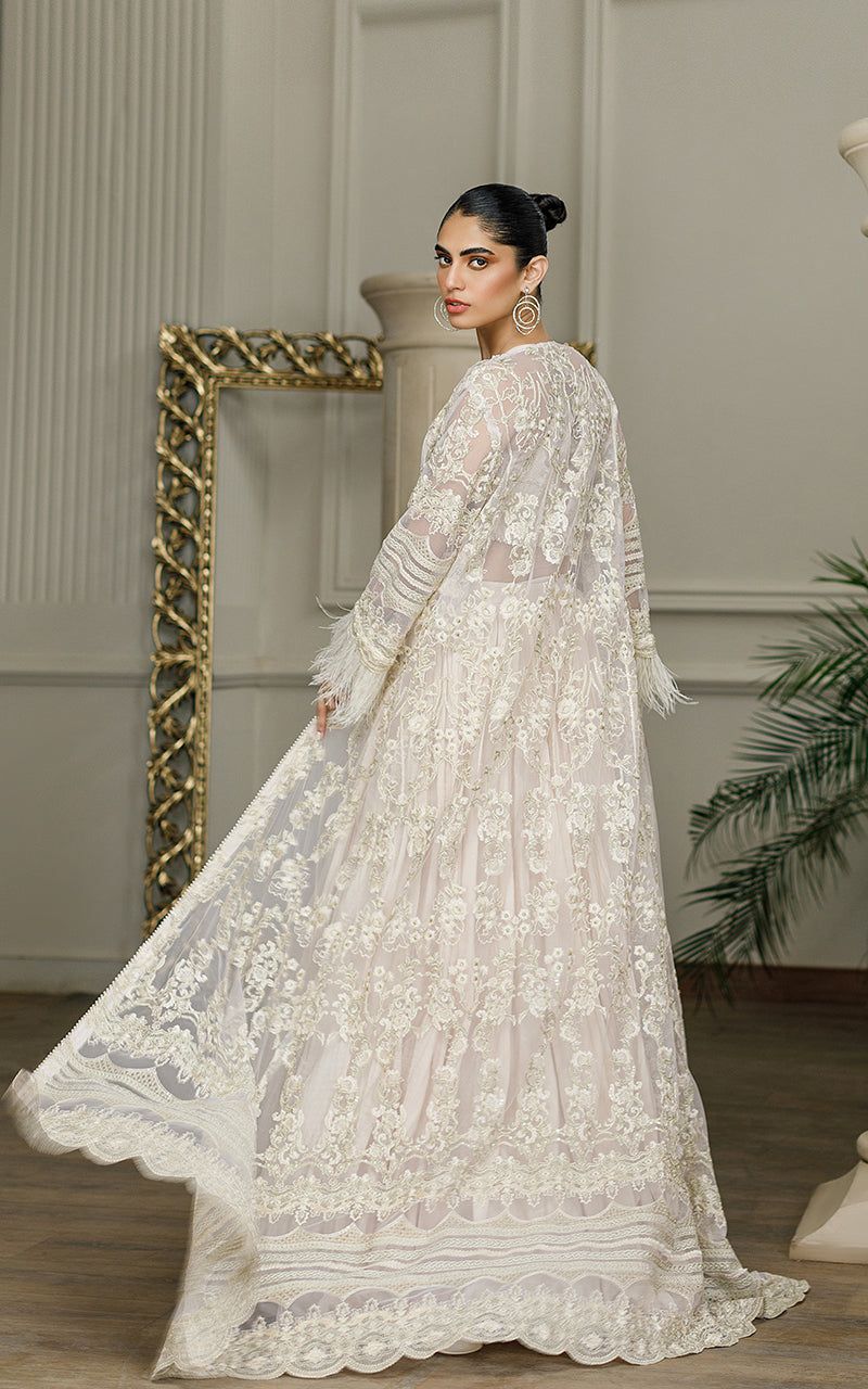 Net Embroidered Jacket with Skirt - Riwayat-e-khas