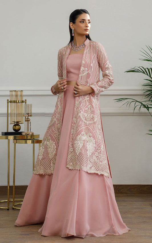 Chiffon Embroidered Jacket with Skirt - Riwayat-e-khas