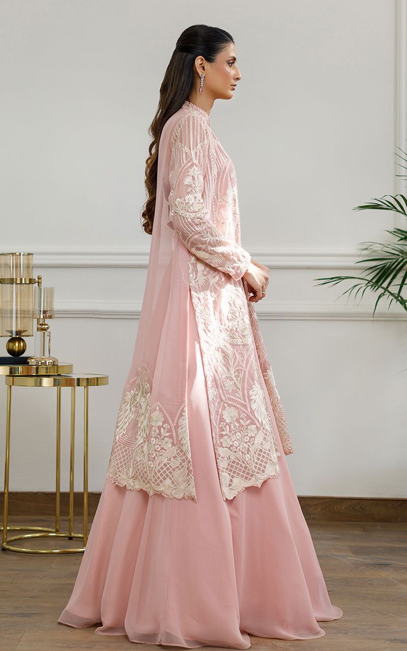 Chiffon Embroidered Jacket with Skirt - Riwayat-e-khas