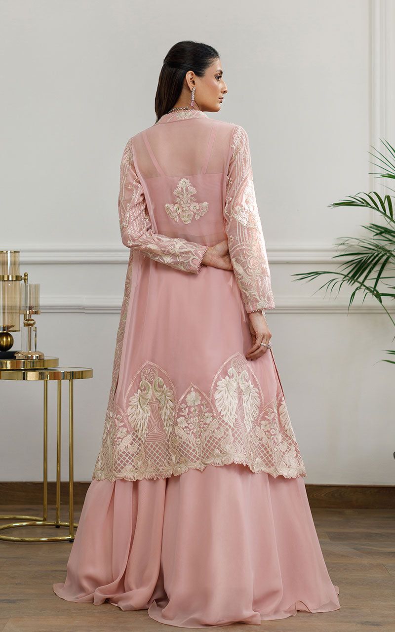 Chiffon Embroidered Jacket with Skirt - Riwayat-e-khas