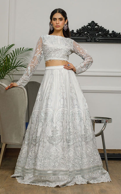 Net Embroidered Blouse and Skirt - Riwayat-e-khas