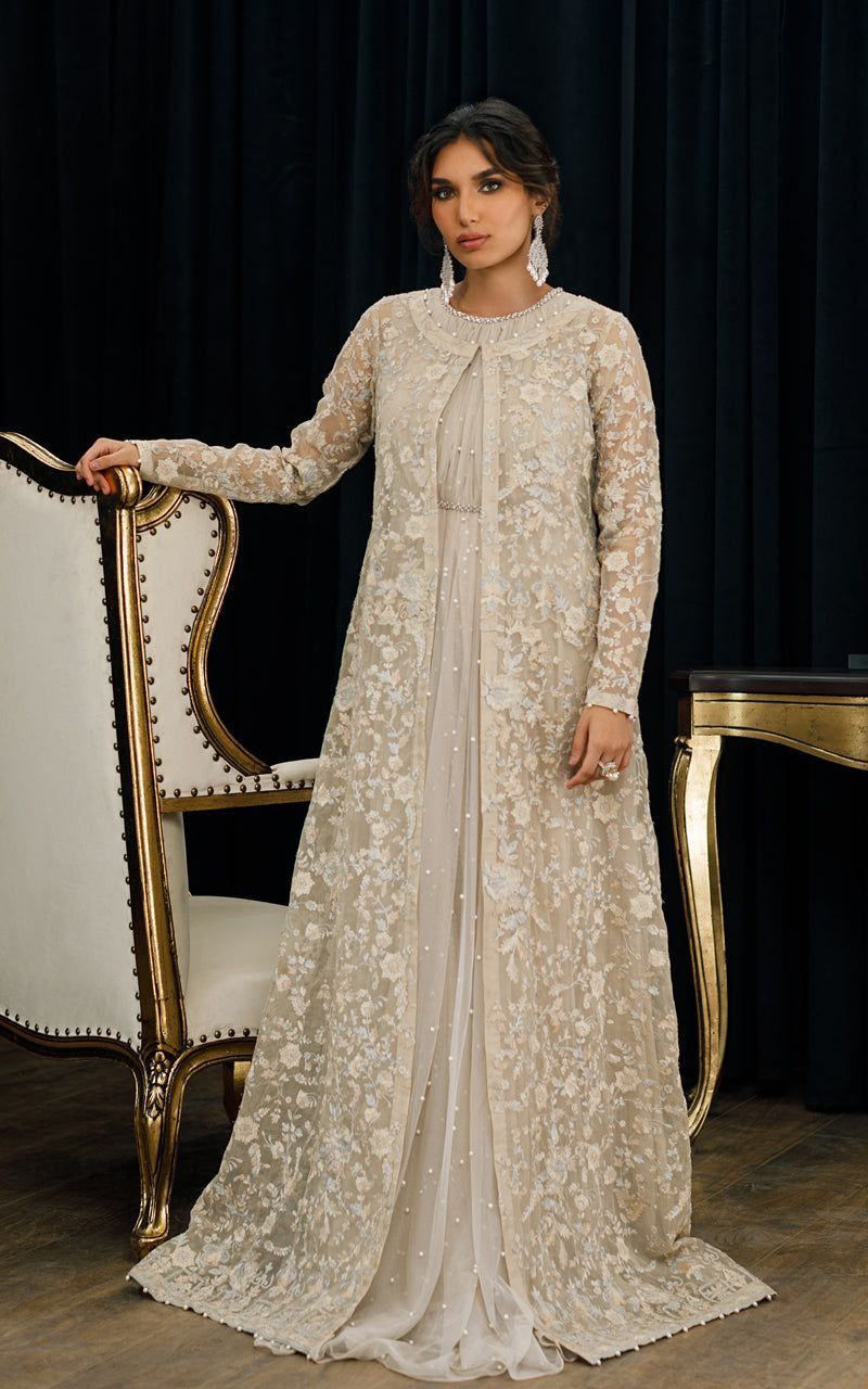 Organza Embroidered Jacket with Maxi - Riwayat-e-khas