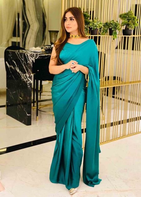 Emerald Green Ombre Sarees - Riwayat-e-khas