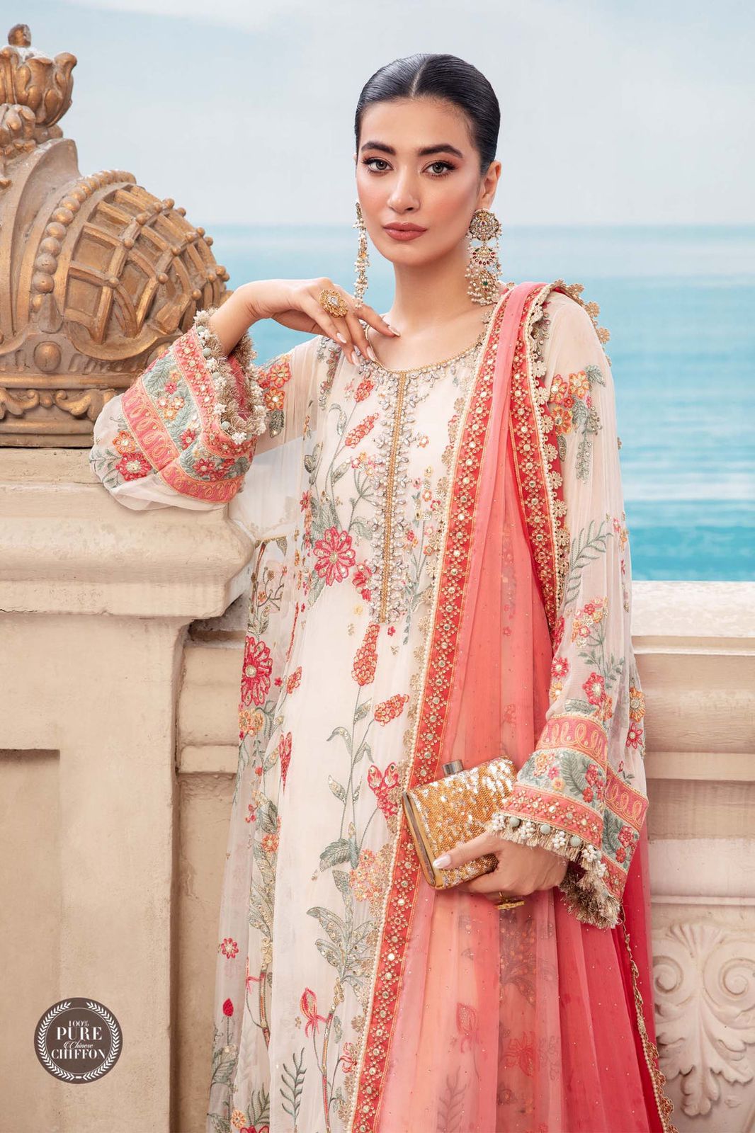 Cloud White Floral MPC-23-106 - Riwayat-e-khas