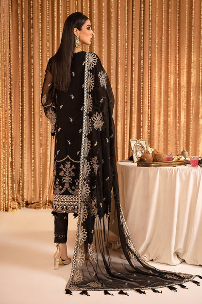 ALIZEH-Yesra - V16D05 Embroidered Chiffon Black